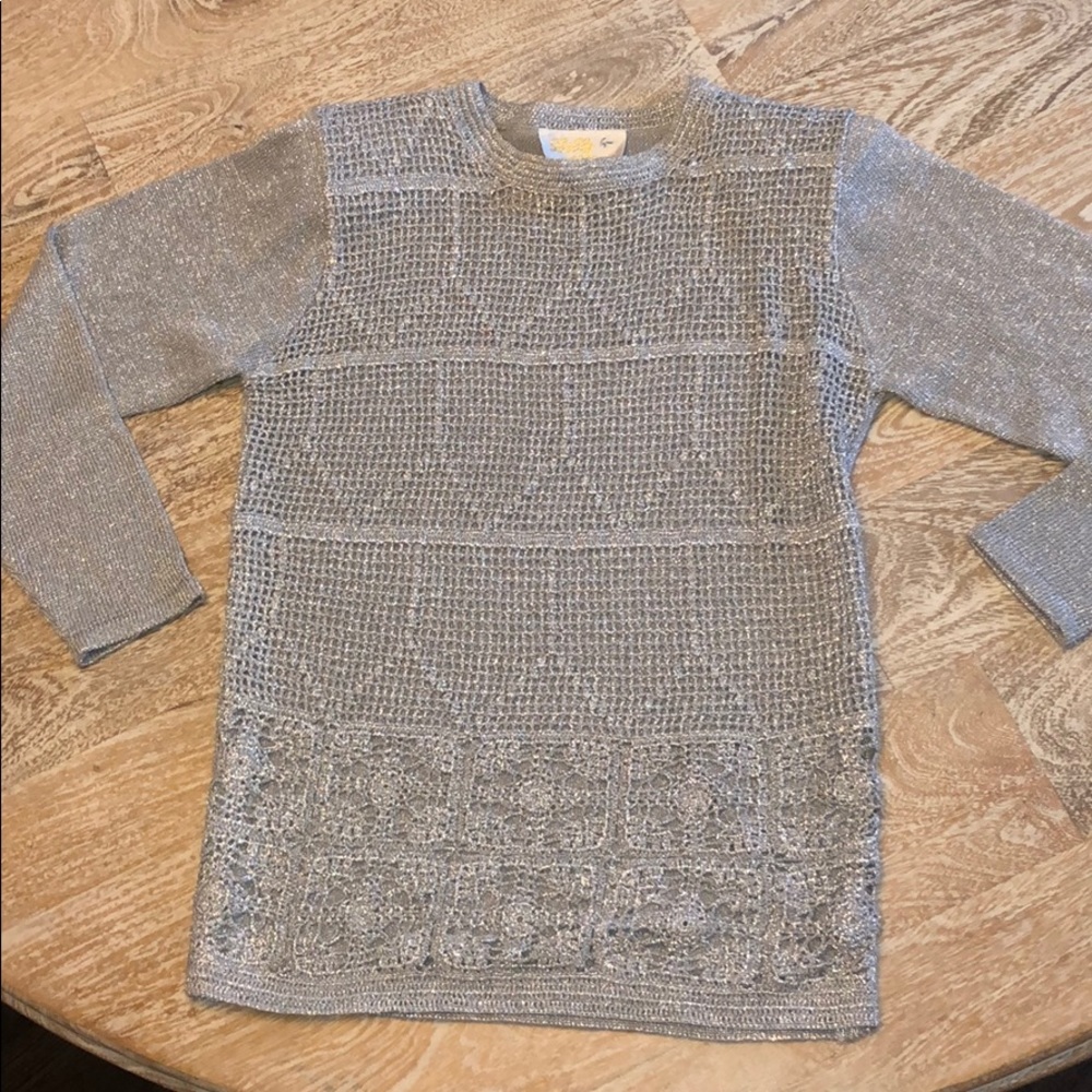 Lilly of California lame glitter silver sweater